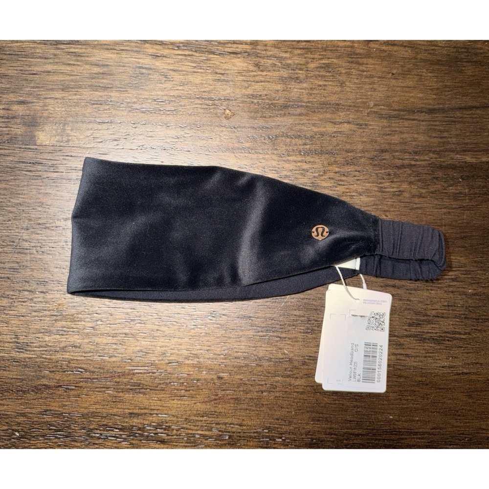 Lululemon Velour Headband Hair Band Cardio Cross Trainer Logo NEW NWT Black